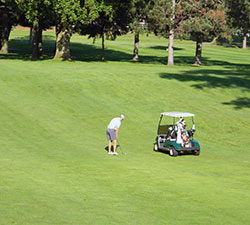 Parker Hewit way up ahead in the fairway.