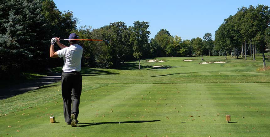 Brian Vincelette tees off on the par-4 6th hole during round one of the ADGA GOY Tournament