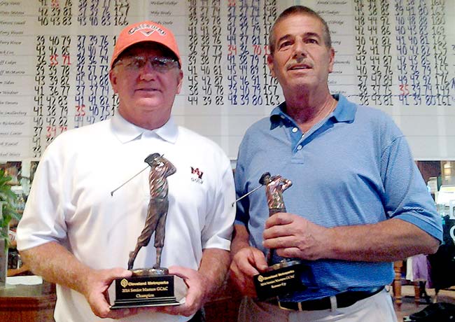 Doug Savage (left) cruised to a seven shot victory in the Senior Masters Cleveland Am; Steve Blackburn (right) finished in second.