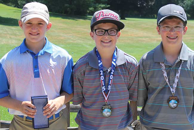 Darin Hudak of Tallmadge, on the left, champion with brothers Jacob Ryan and Nathan Ryan of Akron, earning second and third place respectively. 