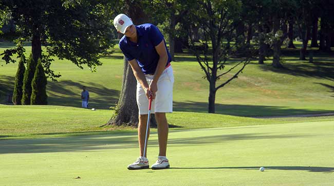 Jake McBride had this par putt in regulation to win the 2015 Summit County Am outright, but couldn't coax it home.