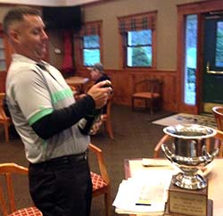 Steve Blackburn Jr. pops the cork for his 2015 Cleveland Skins championship