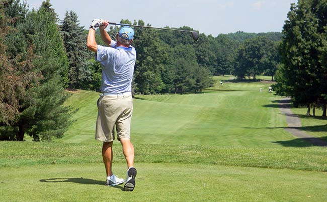 Findlay's John Zitkovic tees from the first hole at Seven Hills in the 2016 ADGA Stroke Play Tournament.