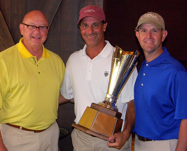 NOPGA Director Dom Antenucci and Tournament Director David Griffith flank champ Nick Lambos