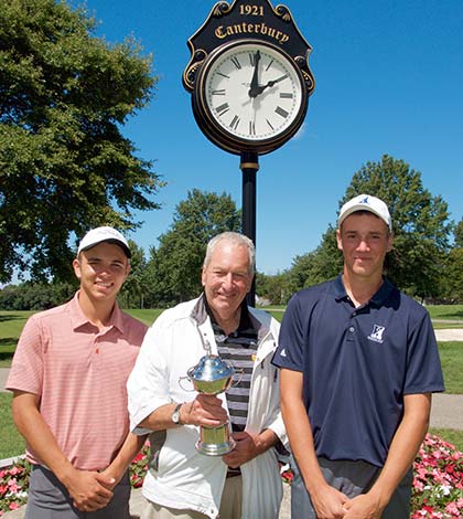 Mike Kiely with 2016 Kiely Cup Co-Medalists Chagrin Falls’ Dan Berlin and Hudson’s Will Kurtz