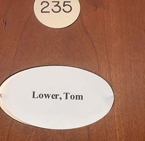 Justin Lower's locker tag at 2017 Wells Fargo Championship