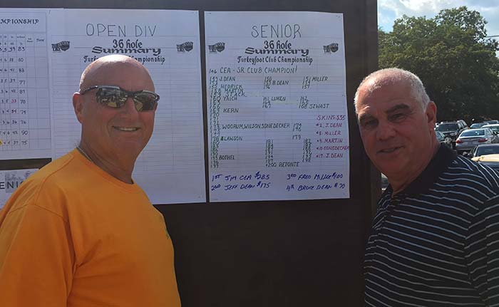 Jim Cea 2017 Senior Turkeyfoot Champion with Charlie Mozingo