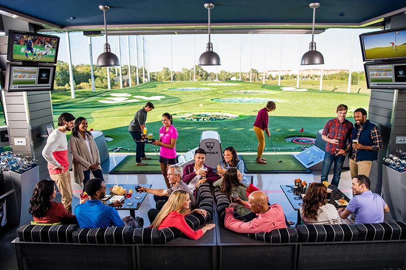 a hitting bay at Topgolf