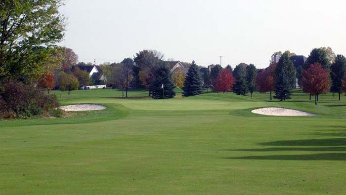 Looking toward the first green at hole 1 Rosemont CC