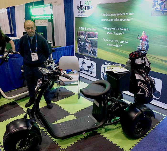 A trike-style single rider golf cycle from Fat Tire.