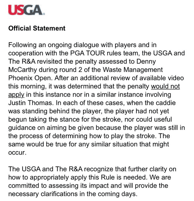 Feb 2, 2019 USGA statement on Rule 10.2b(4)