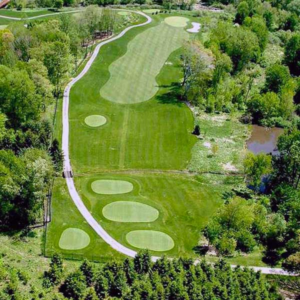An aerial shot of Mud Run Golf Course, Akron Ohio