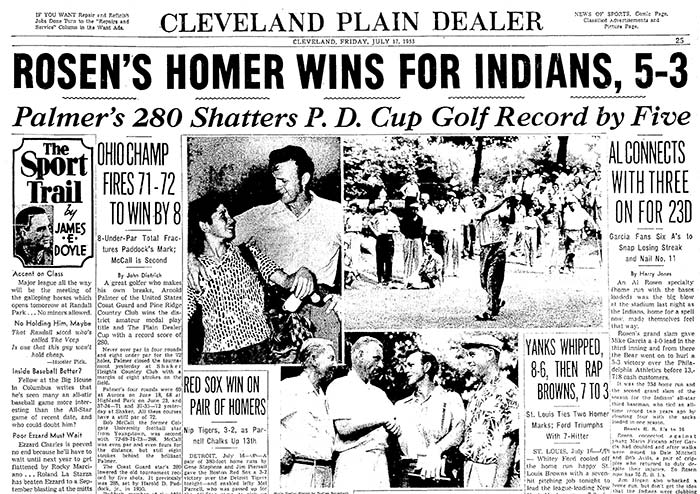 Plain Dealer sports page, July 17, 1953