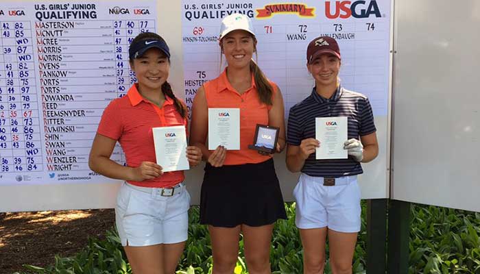 Jennifer Wang, medalist Maddison Hinson-Tolchard, and Kary Hollenbaugh