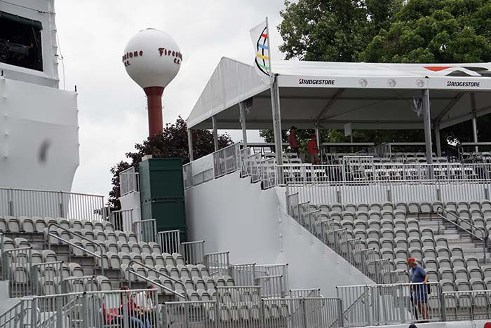 The grandstands behind the 18th green at the 2018 Bridgestone Invitational.