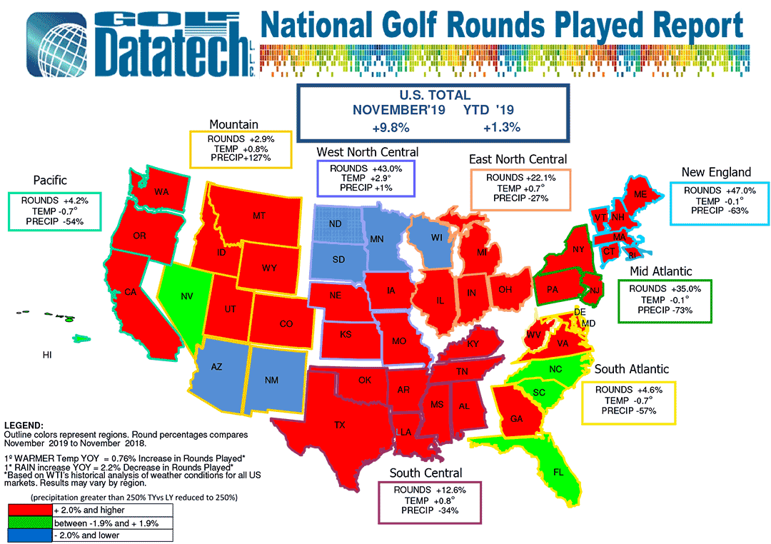 Nov 2019 Golf Datatech Rounds Played Map