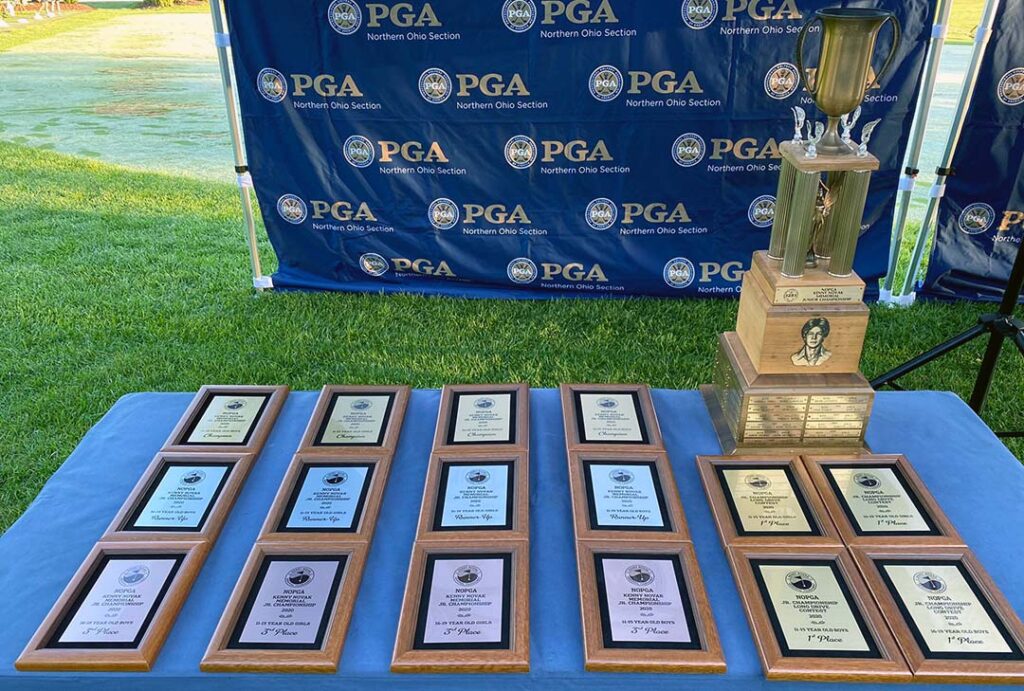 Trophies for the 2020 NOPGA Junior Tour Championship