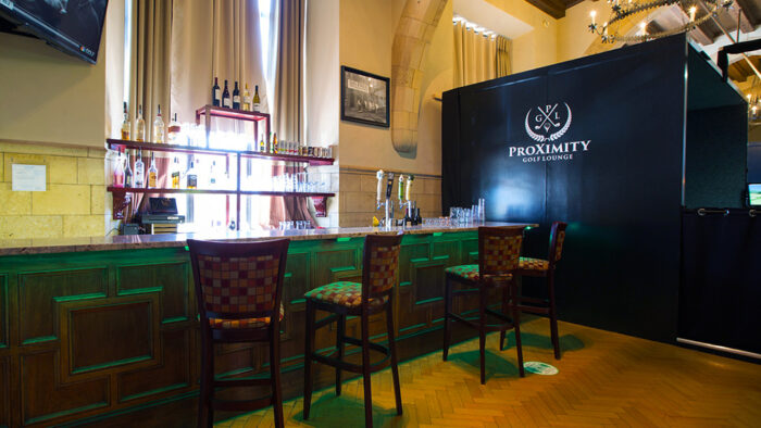 the bar at Proximity Golf Lounge