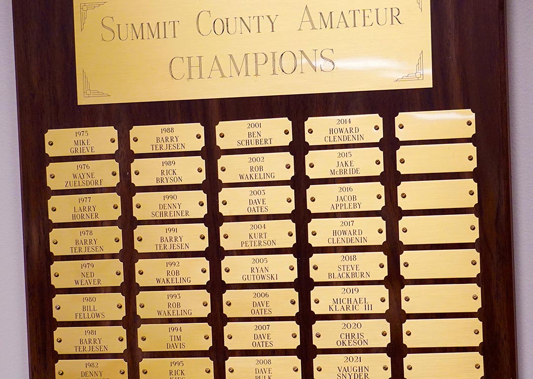 Summit County Amateur Champions plaque