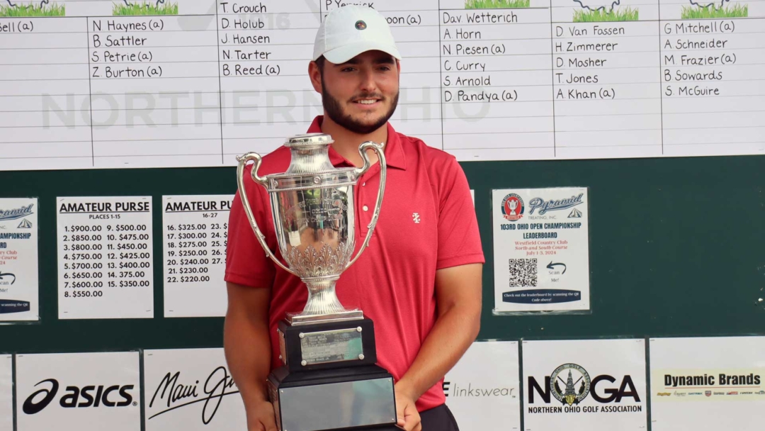 Drew Salyers with the Ohio Open trophy