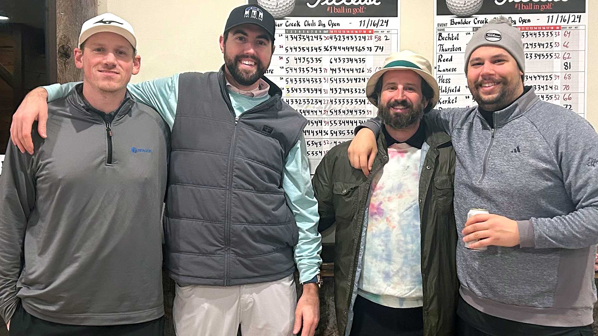 Tyler Scephens, Matt Hill, Aaron Gulan, and Anthony Grazetti (pictured above) after winning Boulder Creek’s Chili Dog Open on Saturday, November 16th.